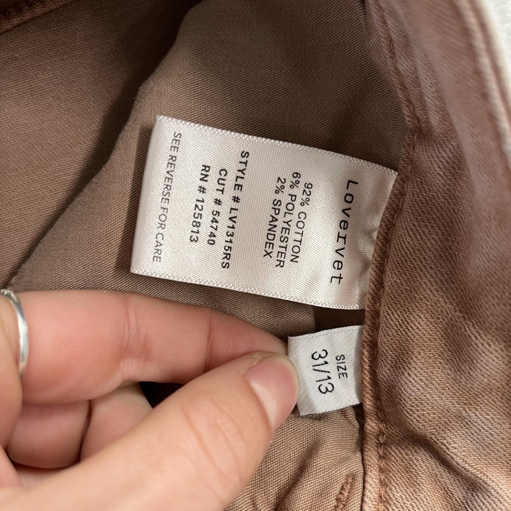 Lovervet By Vervet Wide Leg Jeans Juniors 13 Beige Hi-Rise Stretch Raw Hem 31x31 - Picture 6 of 11